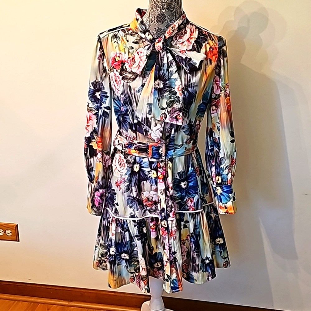 NWOT Dalia Macphee long sleeves mini dress,size S.